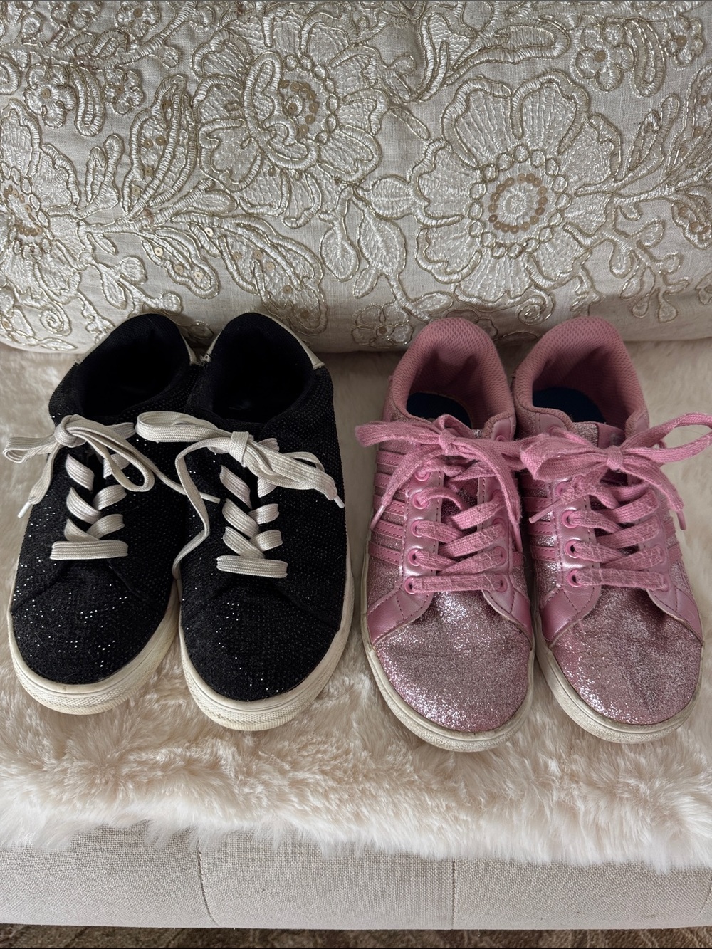 Kids Glitter Sneakers - Pink and Black